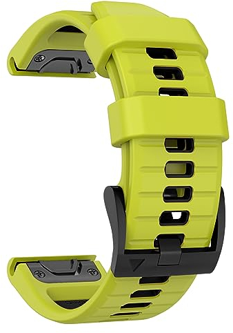 MYSNBKN Bracelet 22 mm pour Fenix 7 Pro/Fenix 7/Fenix 6/Fenix 5/EPIX 2, bracelet de remplacement en silicone souple pour Forerunner 935/945/955/754/Approach S60/S62, Noir citron vert