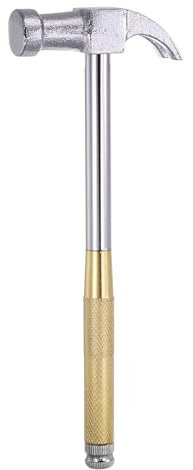 sourcing map 6 in 1 Mini Multifunction Claw Copper Hammer and Screwdriver 13mm Dia Multitool Hammer with Slotted Phillips Screwdriver, Gold Tone