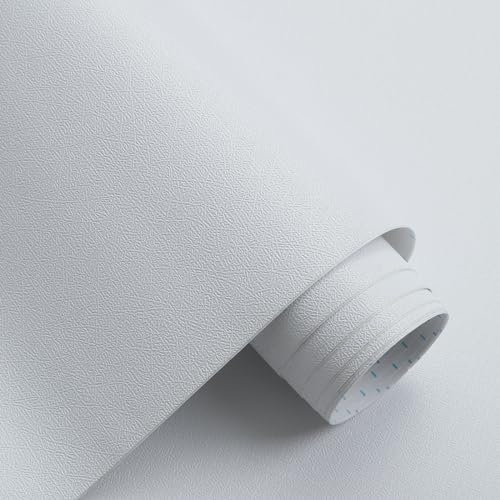 CiCiwind White Contact Paper Thicken Self Adhesive Wallpaper 60CM×5M Peel and Stick Wallpaper Sticky Back Plastic Waterproof Living Room Bedroom Wall Worktop Furniture Vinyl Wrap