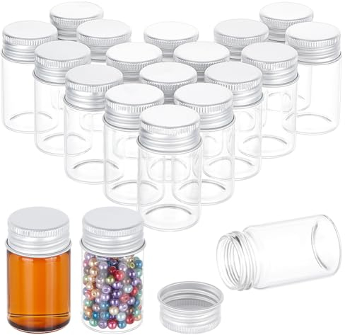 BENECREAT 20 Stück 20 ml Versiegelte Glasflasche Mit Schraubverschluss Aus Aluminium, Durchsichtiges Leeres Versiegeltes Flüssigkeitsprobenfläschchen Für Proben, Hochzeitsbedarf, Dekoration
