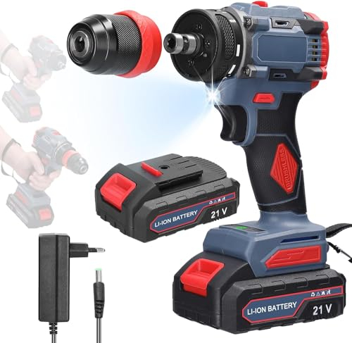 Weytoll Trapano Avvitatore Batteria 21V 2in1 Motore brushless con coppia di 55 Nm per elettrodomestici Installazione di mobili Riparazione di componenti elettronici automobilistici