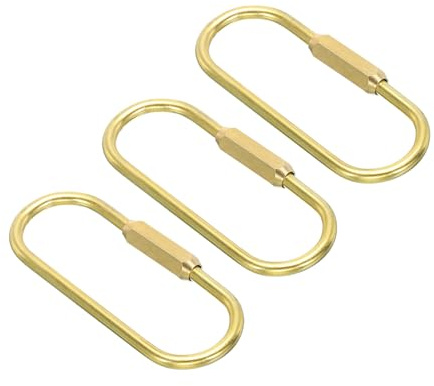 PATIKIL Brass Key Ring, 3 Pack Pure Brass Screw Lock Clip Keyring Simple Style Keychain Holder for DIY Home Office Keys