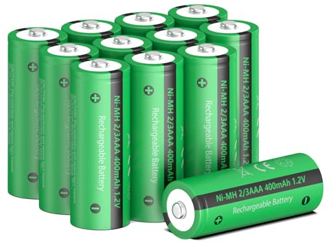 Solar Light Batteries, 2/3AAA 1.2V 400mAh NIMH Rechargeable Battery, for Garden Lights,Decoration Lights,12 Packs, PKCELL