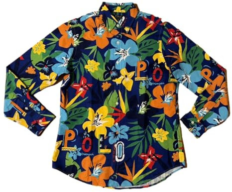 POLO RALPH LAUREN Mens Classic Long Sleeve Oxford Shirt, Multi, Large