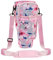 MultiValue Sac à gourde, épais, porte-bouteille d'eau, sac à bandoulière, convient pour Stanley, 100 ml, tumbler avec sangle, sac pour téléphone pour la randonnée, la randonnée, les voyages (A, rose)