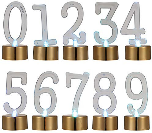 Amosfun 10 Stück Goldene Led- -Geburtstagskerzen 0-9- Blinkende Geburtstagskuchenkerzen Für Geburtstag Hochzeit Jahrestag Feierzubehör