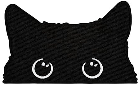 Urbanski Patch süße neugierige Katze zum Aufbügeln 7,6 x 12,3 cm | Aufnäher Applikation Bügelbild