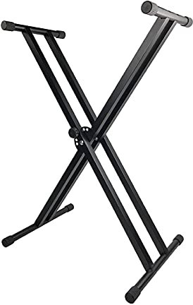 CHOYUE X-Style Piano Keyboard Stand Adjustable and Portable Heavy Duty Music Stand with Anchoring Strap Black
