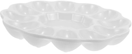 SECFOU Plato Cerámico para Huevos Rellenos y Servir Bandeja De Decorativa para Eventos y Catering Diseño De Compartimentos para Pascua y Reuniones Familiares