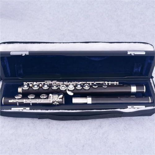 Flöte 17 Löcher Ebenholzflöte Offenes Loch Versilbert E-Klappe Ebenholz Professionelle Flöte Anfänger-Erwachseneninstrumente(201(Ebony))