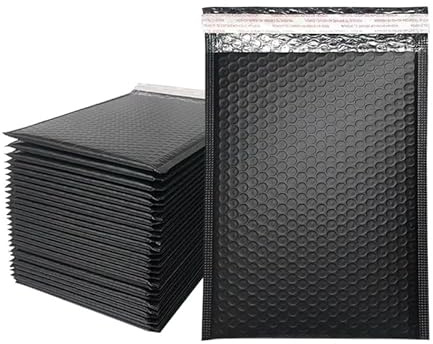 Luftpolster-Versandtaschen, Luftpolster-Versandtaschen, Poly-Versandtaschen, selbstklebend, 13 x 15 cm, Schwarz, 50 Stück