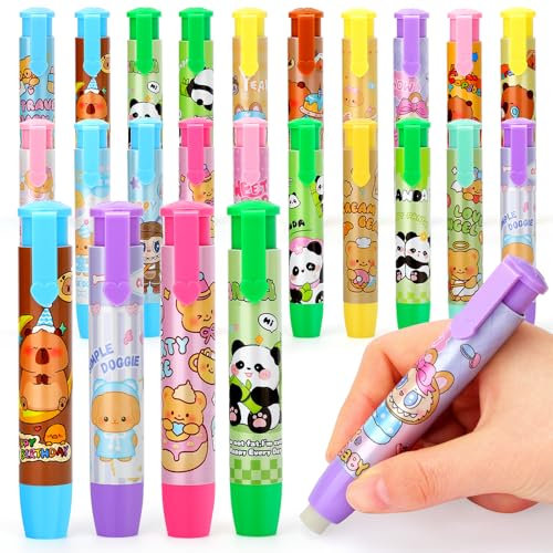 VICHOS Give Aways Kindergeburtstag: 20 PCS Radiergummi Stift Set im Stiftstil Kindergeburtstag Gastgeschenke Mitgebsel Kindergeburtstag 5 6 7 8 9 10 Jahre Radiergummi Kinder