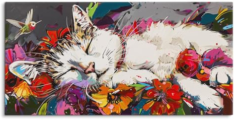Paul Sinus Wandbild 120x60cm – Magischer Moment – Katze im Blumengarten