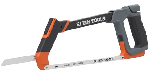 Klein Tools 31430 High Tension Hacksaw with Heavy Duty Frame, Converts to Jab Saw, Includes 12-Inch x 24 TPI and 6-Inch x 24 TPI Bi-Metal Blades, In-Frame Storage for Extra Blades