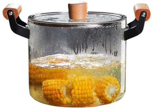 XIUCAI Olla de Vidrio Borosilicato Resistente al Calor con Tapa – Cacerola Transparente para Cocina Saludable y Comidas Familiares sin Esfuerzo,4.5L