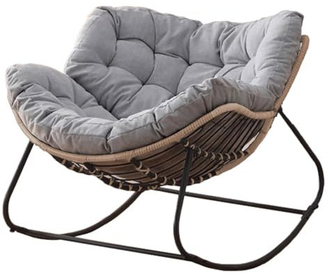 Outdoor Patio Schaukelstuhl - Papasansessel mit Kissen und Gestell, ideal für den Innen- und Außenbereich im Wohnzimmer, Veranda, Garten oder Balkon
