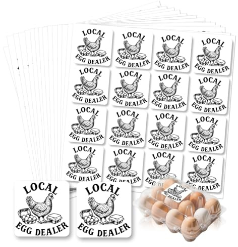 GOMAKERER 320 Pcs Farm Fresh Egg Carton Labels, 5 CM Local Egg Dealer Egg Stickers Egg Laid On Stickers PET Adhesive Egg Packaging Sticker for Box Container Carton Farm Supplies