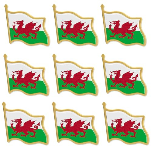 10/20/50/100 Pack Official UK Wales Flag Lapel Pins Bulk -Britain Wales Welsh Badge Pins Souvenir Hat Men Women Patriotic Travel Brooch