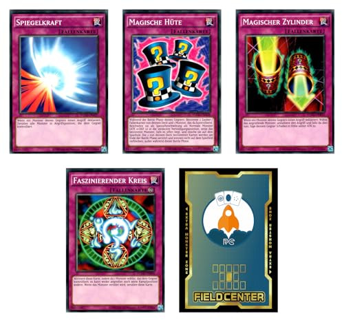 Yu-Gi-Oh! Fallenkarten-Set - 4 Karten - Deutsch - Yugi's Legendary Decks - Unlimited - Yugioh - mit RC-Fieldcenter