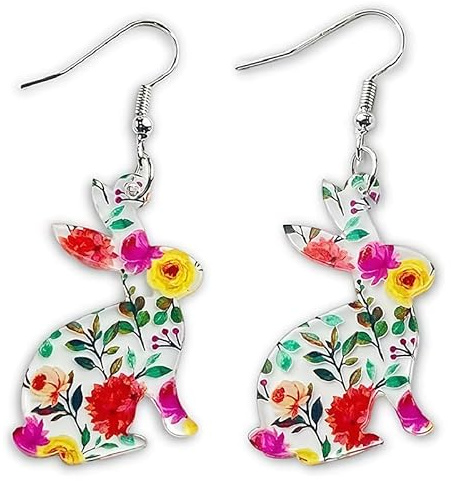 Osterhasen Ohrringe Damen Mädchen - Niedliche Acryl Ohrringe für Ostern - Exklusive Ohrstecker als Schmuckgeschenk für Feiertagszubehör