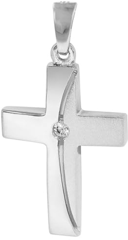 trendor Kreuz Anhänger 925 Silber mit Zirkonia 21x15 mm 21553 | wunderschönes Schmuckstück für Damen, elegante Geschenkidee