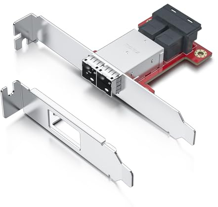 10Gtek Dual Port Mini SAS Adapter SFF-8643 to SFF-8644 PCIe 3.0 Host Bus Adapter, 12Gbps SAS/SATA HBA Card for Server Storage RAID Controller