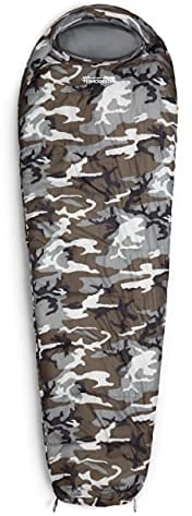 Lumaland Outdoor Schlafsack Mumienschlafsack, 230 x 80 cm, inklusive Packsack, 50 x 25 cm gepackt Camouflage grau