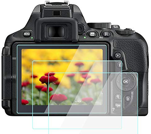Komet D5600 Screen Protector Anti-Scrach Anti-Bubble Ultra-Clear 9H Tempered Glass 3-Pack, Compatible for Nikon D5600 D5500 D5300 Camera