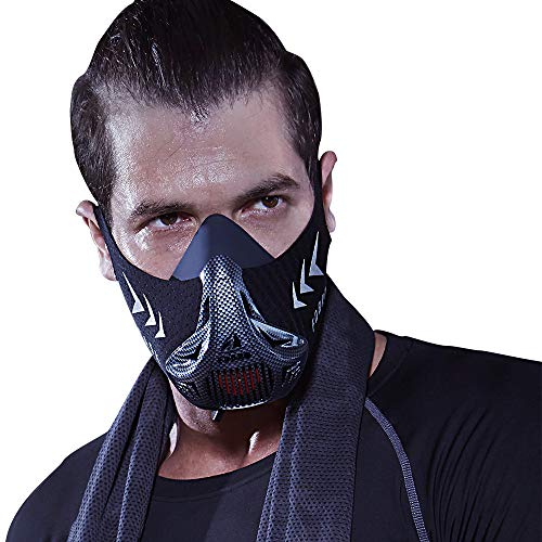 FDBRO Workout Maske - Steigert die Kraft, Laufen, Widerstand, Training Höhenausdauer Maske mit Tragetasche (Kohlefaser, S)