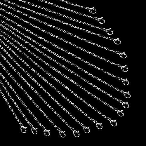NBEADS 20 Hilos 50cm Cadena de Joyería, Cadena de Cable con Broche de Langosta de Acero Inoxidable para Hacer Manualidades de Pulsera de Collar de Bricolaje