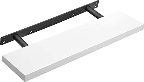 VASAGLE Wandregal, Wandboard für Bücher, Bilder, Deko, Schweberegal, 80 x 20 x 3,8 cm, Büroregal, MDF, für Wohnzimmer, Küche, Flur, Schlafzimmer, Badezimmer, weiß LWS28WT