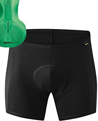 Gonso Sitivo U M, Sous-vêtement cycliste pour homme, S'adapte sous tous les shorts de vélo, Collant avec peau de chamois Sitivo avec éléments Poron, Coupe ajustée, Noir/vert, 6XL