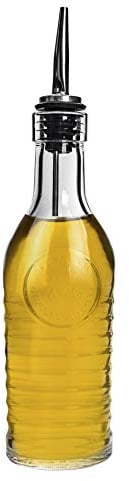 BORMIOLI ROCCO Bouteille en Verre Officina 1825 - pour Huile d'olive/vinaigre - Bec verseur en Acier Inoxydable - 268 ML