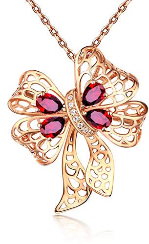 Daesar 18K Gold Kette Damen mit Anhänger Knot mit Rubin 1.82ct Hochzeit Halskette Rosegold für Mutter Freundin