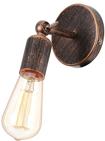 iDEGU Industrie Wandleuchte E27 Wandlampe Innen Vintage Lampenschirm aus Metall 180 ° Einstellbare Metall Wandbeleuchtung für Schlafzimmer Badezimmer Flur Wohnzimmer, Bronze Rost