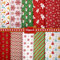 10 Stück 50 x 50 cm/ 19,68 x 19,68 Zoll Weihnachten Baumwoll Stoff Quadrate Quilten Stoff Patchwork Stoff Weihnachten Schneeflocke Druck Rot Grün Stoff für DIY Quilten Weihnachten Nähen Basteln