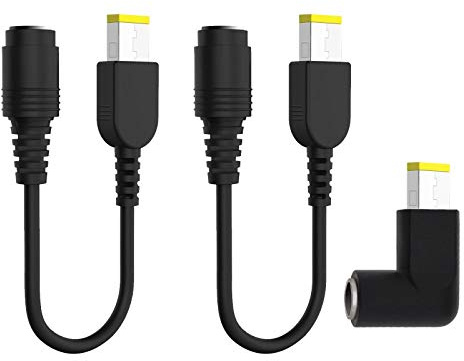 EMSea 2x 7.9x5.5mm to Square Interface Adapter Charger Power Supply Cable & 1x 90 Degree L Converter Compatible with Lenovo ThinkPad series