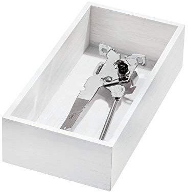 iDesign range-couverts pour la cuisine, organisateur cuisine en paulownia pour les tiroirs et placards, casier range-couverts pour les tiroirs de cuisine, blanc