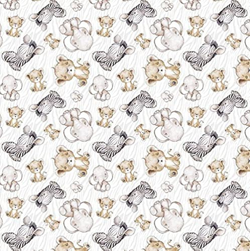 100x160cm Zebra Elefant Tiger Babys 100% Baumwolle Baumwollstoff Kinder Meterware Handwerken Nähen Stoff (100x160cm)