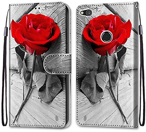 KimsCase für Huawei P8 Lite 2017 Hülle Leder Silikon Case Magnetisch Kawaii Kickstand Schutzhülle Hüllen Brieftasche Handyhülle Flip Motiv Tier Muster Design Cover