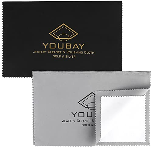 youbay Poliertuch Silberputztuch für Schmuck Reinigungstuch Pflege - Schmuck zur Reinigung von Gelbgold Platin Silberputztuch Erneuerten Glanz I Vierschichtige Silberputztuch zur Reinigung （B+G）