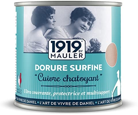 1919 BY MAULER - Peinture « DORURE SURFINE » - Cuivre - 0,5L - Multisupports intérieur et extérieur (bois, métal, PVC, support peint) : effet métal véritables pigments métalliques