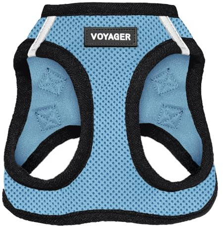 Voyager Step-In Air Hundegeschirr by Best Pet Supplies - All Weather Mesh Step in Vest Harness für kleine und mittlere Hunde, Blau / Schwarzer Rand, size S - Brust 37-40 cm