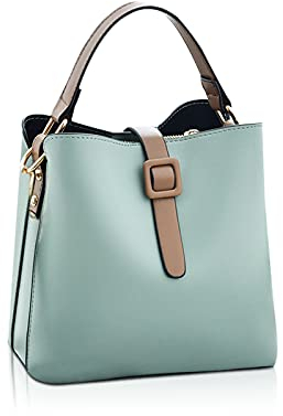 NICOLE & DORIS Damen Handtaschen Klein Schultertaschen Frauen Umhängetasche Stilvolle Beuteltasche Handy Tasche Weiche Ledertasche mit 2 Schulterriemen Grün