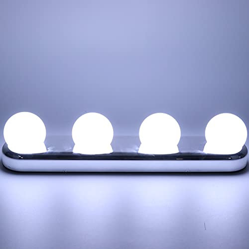 Luces de espejo de vanidad con 4 bombillas LED Luces de maquillaje LED alimentadas por batería para baño Tocador Espejo Iluminación Tocador Espejo con luces