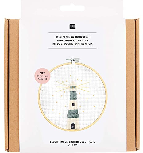 Rico Design Kreuzstich-Stickset - Leuchtturm, Bunt