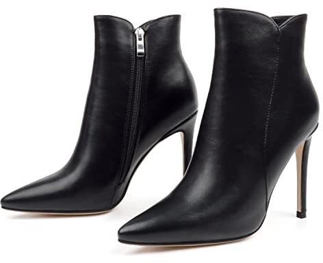 JOY IN LOVE Women's Ankle Boots 4“ Pointed Toe Booties, Black, 6.5