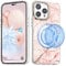 MATEPROX Magnetic Case for iPhone 14 Pro Case, Support Wireless Charging Marble Geometric Hard Back Protective Cover Cases for iPhone 14 Pro 6.1'' 2022-Pink Magnetic