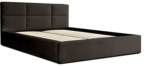 Siblo Bett 180x200 cm - Modern Polsterbett - Doppelbett mit Bettkasten und Lattenros - Malaga Kollektion - Robust Bett mit Stauraum - Bettgestell aus Holz - Braun