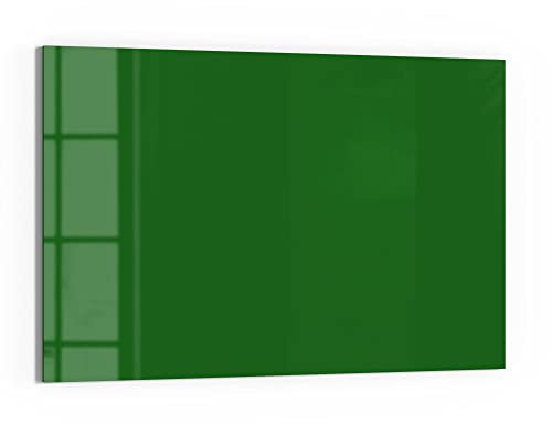 DEQORI Glas-Magnettafel | 90x60 cm groß | Unifarben - Dunkelgrün | Memo-Board aus Glas | Magnetboard inkl. Magnete, Stift & Tuch für Küche & Büro | Tafel magnetisch & beschreibbar